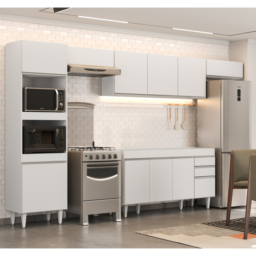 Armário de Cozinha Modulada 5 Peças CP13 Balcão Branco - Lumil