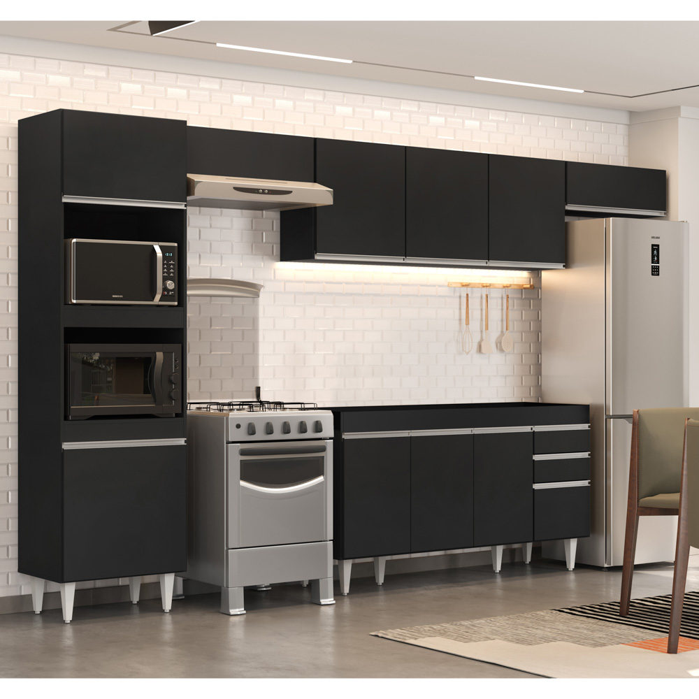 Armário de Cozinha Modulada 5 Peças CP13 Balcão Preto - Lumil
