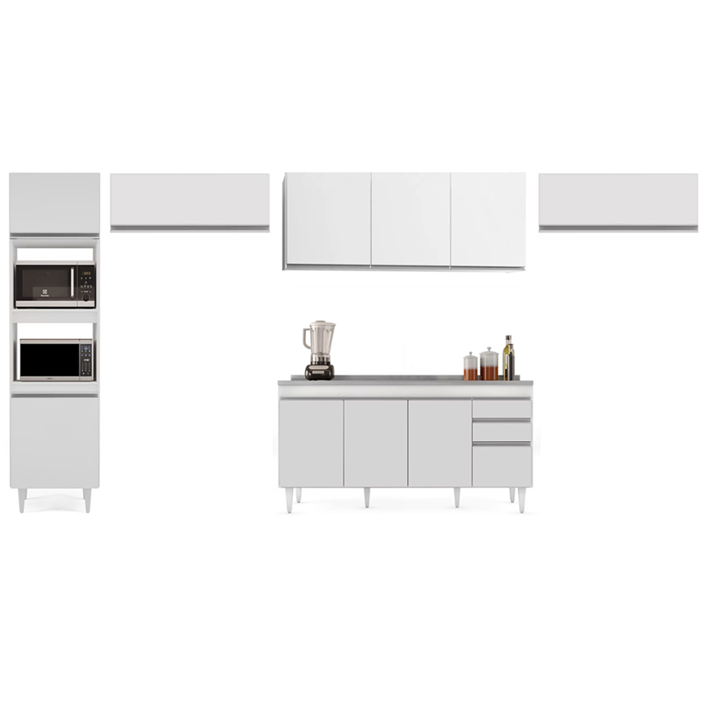 Armário de Cozinha Modulada 5 Peças CP15 Balcão com Pia Inox Branco - Lumil