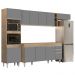 Armário de Cozinha Modulada 5 Peças CP16 Balcão Castanho/Cinza - Lumil