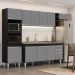 Armário de Cozinha Modulada 5 Peças CP18 Balcão com Pia Inox Preto/Cinza - Lumil