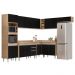 Armário de Cozinha Modulada de Canto 8 Peças CP02 Balcão com Tampo Castanho/Preto - Lumil