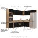 Armário de Cozinha Modulada de Canto 8 Peças CP02 Balcão com Tampo Castanho/Preto - Lumil