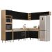Armário de Cozinha Modulada de Canto 8 Peças CP03 Balcão com Pia Inox Castanho/Preto - Lumil