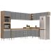 Armário de Cozinha Modulada de Canto 8 Peças CP07 Balcão Castanho/Cinza - Lumil