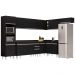 Armário de Cozinha Modulada de Canto 8 Peças CP08 Balcão com Tampo Preto - Lumil