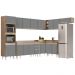 Armário de Cozinha Modulada de Canto 8 Peças CP09 Balcão com Pia Inox Castanho/Cinza - Lumil