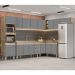 Armário de Cozinha Modulada de Canto 8 Peças CP09 Balcão com Pia Inox Castanho/Cinza - Lumil