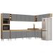Armário de Cozinha Modulada de Canto 9 Peças CP04 Balcão Castanho/Cinza - Lumil
