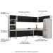 Armário de Cozinha Modulada de Canto 9 Peças CP05 Balcão com Tampo Branco/Preto - Lumil