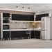 Armário de Cozinha Modulada de Canto 9 Peças CP06 Balcão com Pia Inox Branco/Preto - Lumil