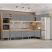 Armário de Cozinha Modulada de Canto 9 Peças CP06 Balcão com Pia Inox Castanho/Cinza - Lumil