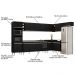 Armário de Cozinha Modulada de Canto 9 Peças CP06 Balcão com Pia Inox Preto - Lumil