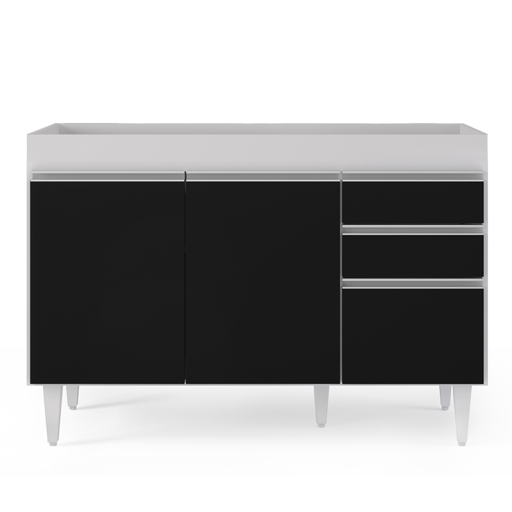 Armário de Cozinha Modulado de Canto 6 Peças CP28 Balcão sem Tampo Branco/Preto - Lumil