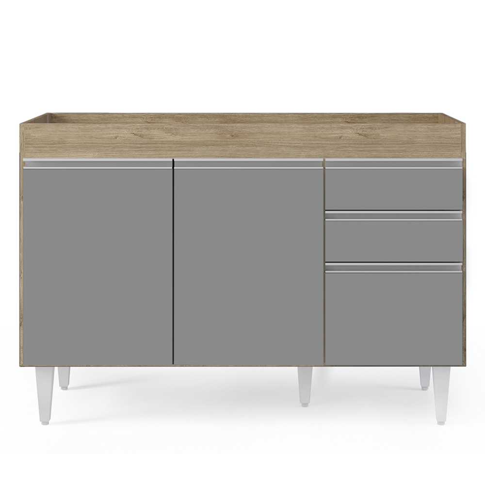 Armário de Cozinha Modulado de Canto 6 Peças CP28 Balcão sem Tampo Castanho/Cinza - Lumil