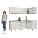Armário de Cozinha Modulado de Canto 6 Peças CP30 com Pia Inox Branco - Lumil