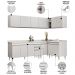 Armário de Cozinha Modulado de Canto 6 Peças CP32 Balcão com Tampo Branco - Lumil
