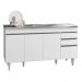 Armário de Cozinha Modulado de Canto 6 Peças CP33 com Pia Inox Branco - Lumil
