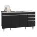 Armário de Cozinha Modulado de Canto 6 Peças CP33 com Pia Inox Preto - Lumil