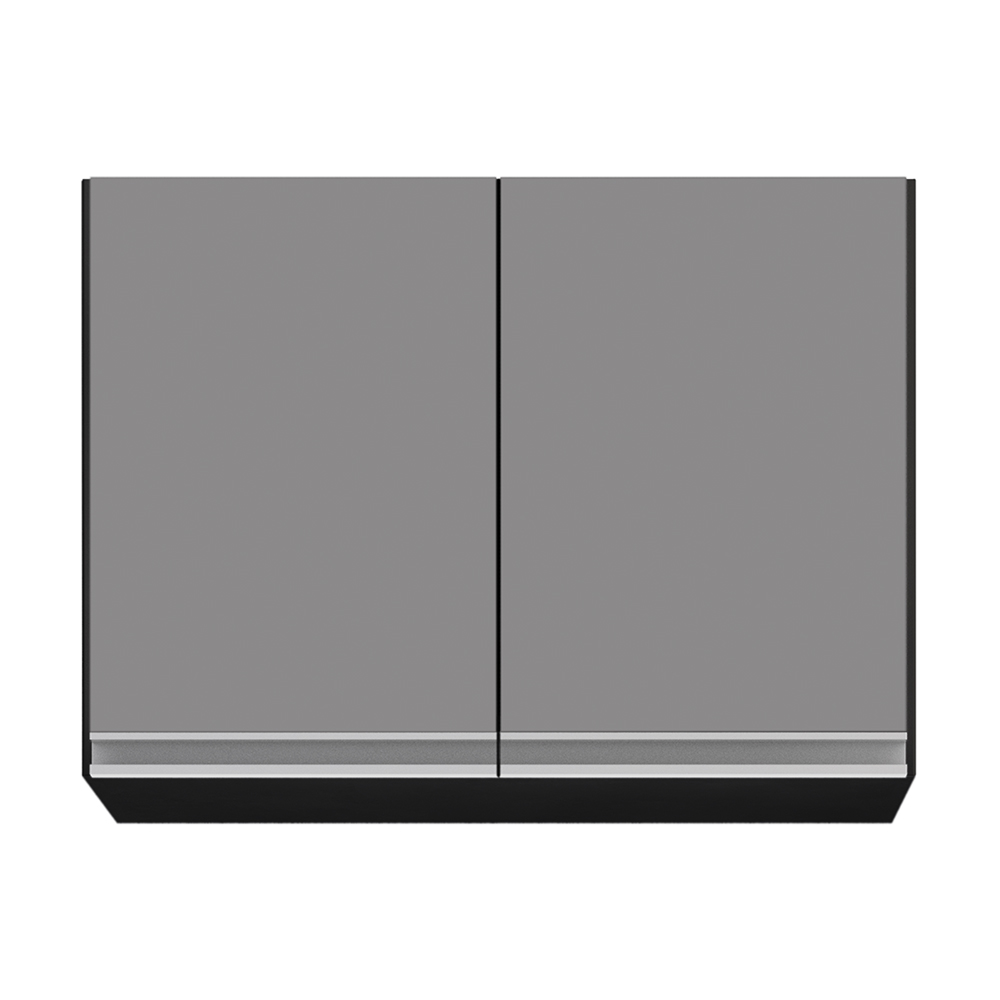 Armário de Cozinha Modulado de Canto 6 Peças CP33 com Pia Inox Preto/Cinza - Lumil