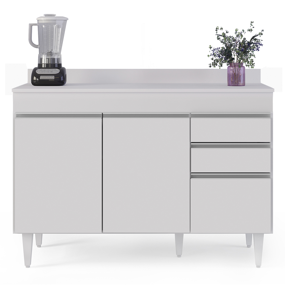 Armário de Cozinha Modulado de Canto 7 Peças CP20 Balcão com Tampo Branco - Lumil