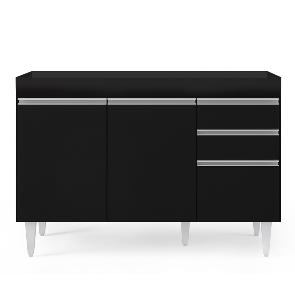 Armário de Cozinha Modulado de Canto 7 Peças CP20 Balcão com Tampo Preto - Lumil