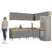 Armário de Cozinha Modulado de Canto 7 Peças CP23 Balcão com Tampo Castanho/Cinza - Lumil