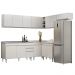 Armário de Cozinha Modulado de Canto 7 Peças CP24 com Pia Inox Branco - Lumil