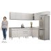 Armário de Cozinha Modulado de Canto 7 Peças CP24 com Pia Inox Branco - Lumil