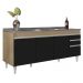Armário de Cozinha Modulado de Canto 7 Peças CP36 com Pia Inox Castanho/Preto - Lumil