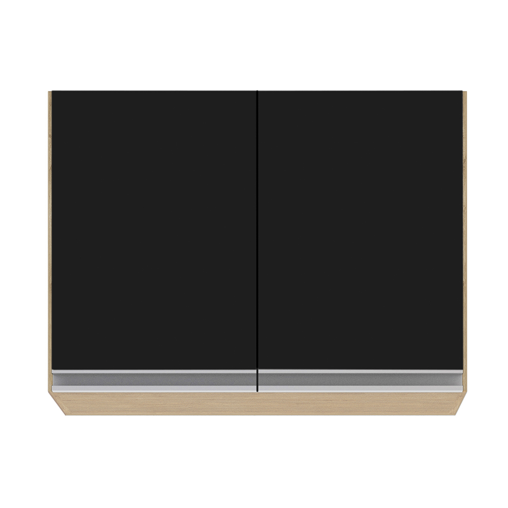 Armário de Cozinha Modulado de Canto 7 Peças CP36 com Pia Inox Castanho/Preto - Lumil