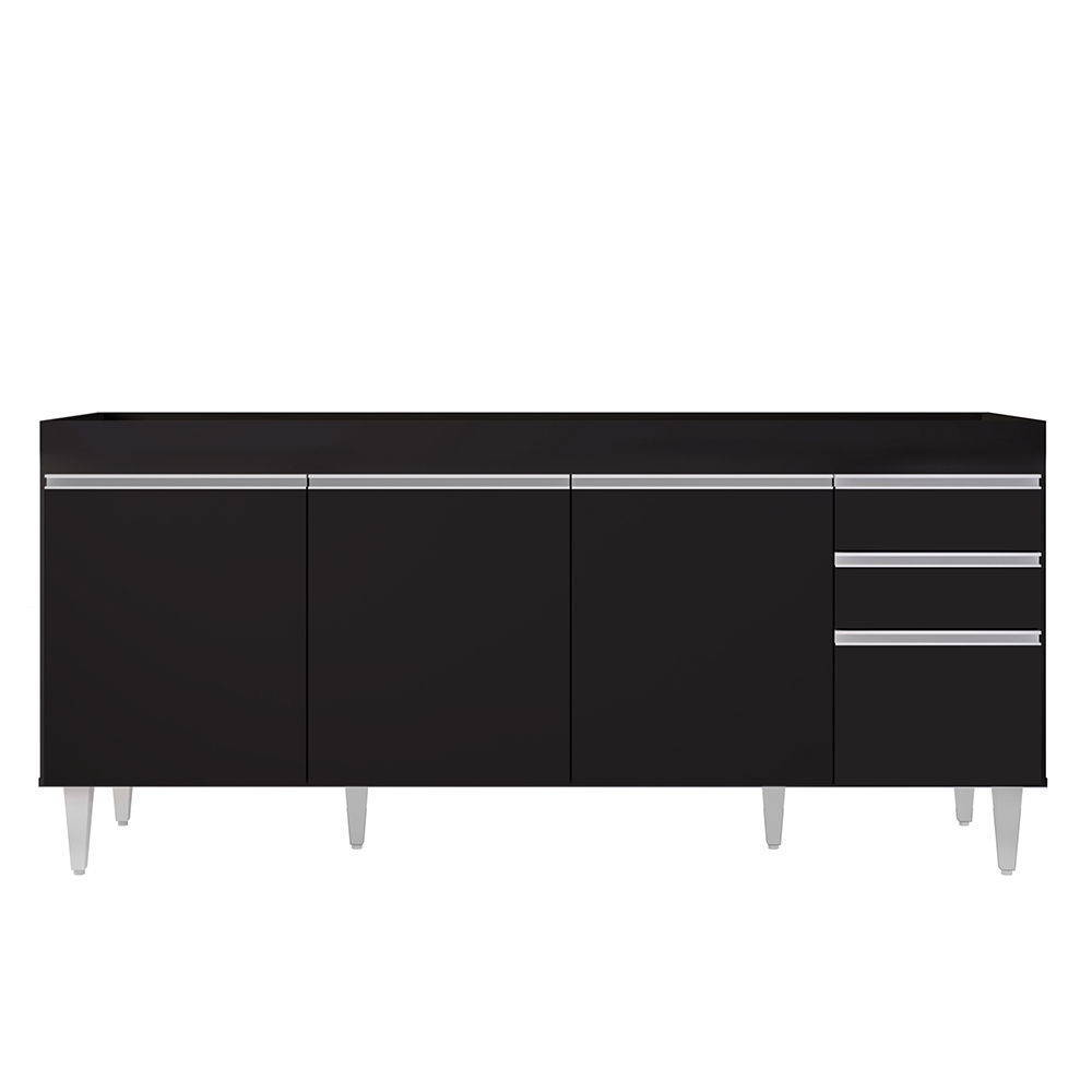 Armário de Cozinha Modulado de Canto 8 Peças CP25 Balcão sem Tampo Preto - Lumil