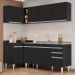 Armário de Cozinha Modulado de Canto Direito 4 Peças CP42 com Pia Inox Preto - Lumil