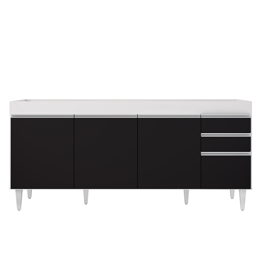 Armário de Cozinha Modulado de Canto Direito 5 Peças CP43 Balcão sem Tampo Branco/Preto - Lumil