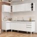 Armário de Cozinha Modulado de Canto Direito 5 Peças CP45 com Pia Inox Branco - Lumil