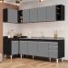 Armário de Cozinha Modulado de Canto Direito 5 Peças CP45 com Pia Inox Preto/Cinza - Lumil