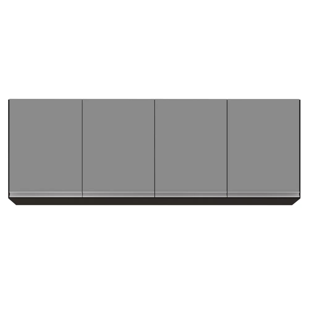 Armário de Cozinha Modulado de Canto Direito 5 Peças CP45 com Pia Inox Preto/Cinza - Lumil