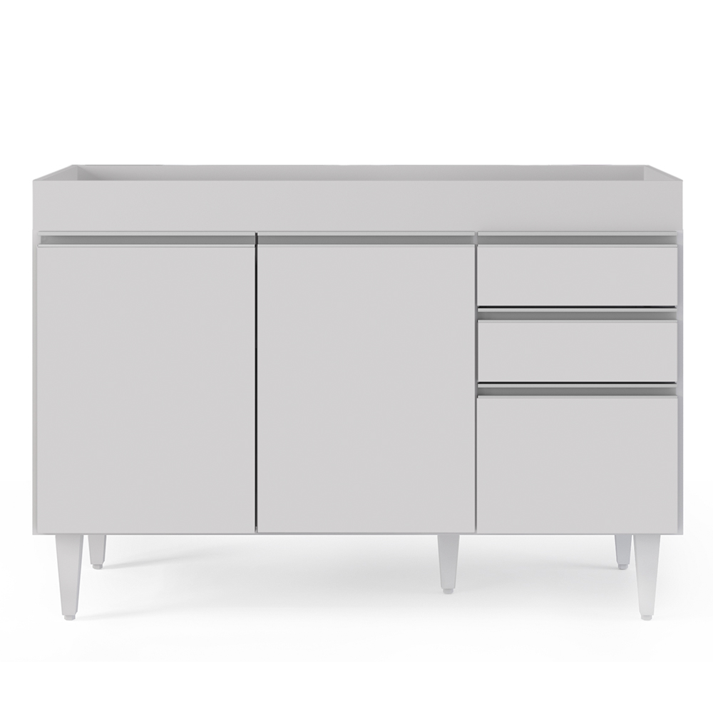 Armário de Cozinha Modulado de Canto Esquerdo 4 Peças CP46 Balcão sem Tampo Branco - Lumil