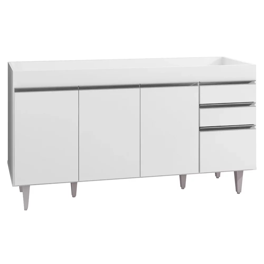 Armário de Cozinha Modulado de Canto Esquerdo 4 Peças CP49 Balcão sem Tampo Branco - Lumil