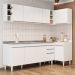 Armário de Cozinha Modulado de Canto Esquerdo 5 Peças CP54 com Pia Inox Branco - Lumil