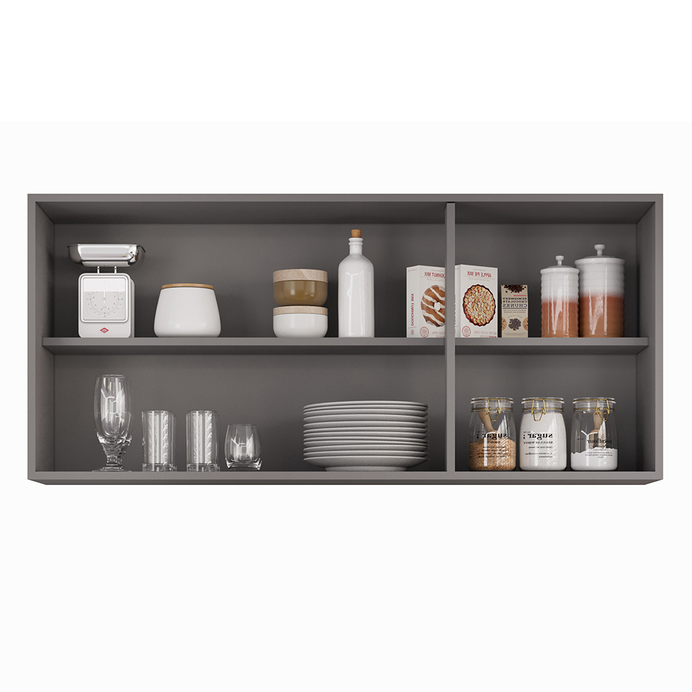 Armários de Cozinha Aéreo 3 Portas 120cm Kit 2 Honduras Cinza - Lumil