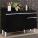 Balcão Gabinete 120cm Com Tampo 3 Portas 1 Gaveta Arizona Preto - Lumil Móveis