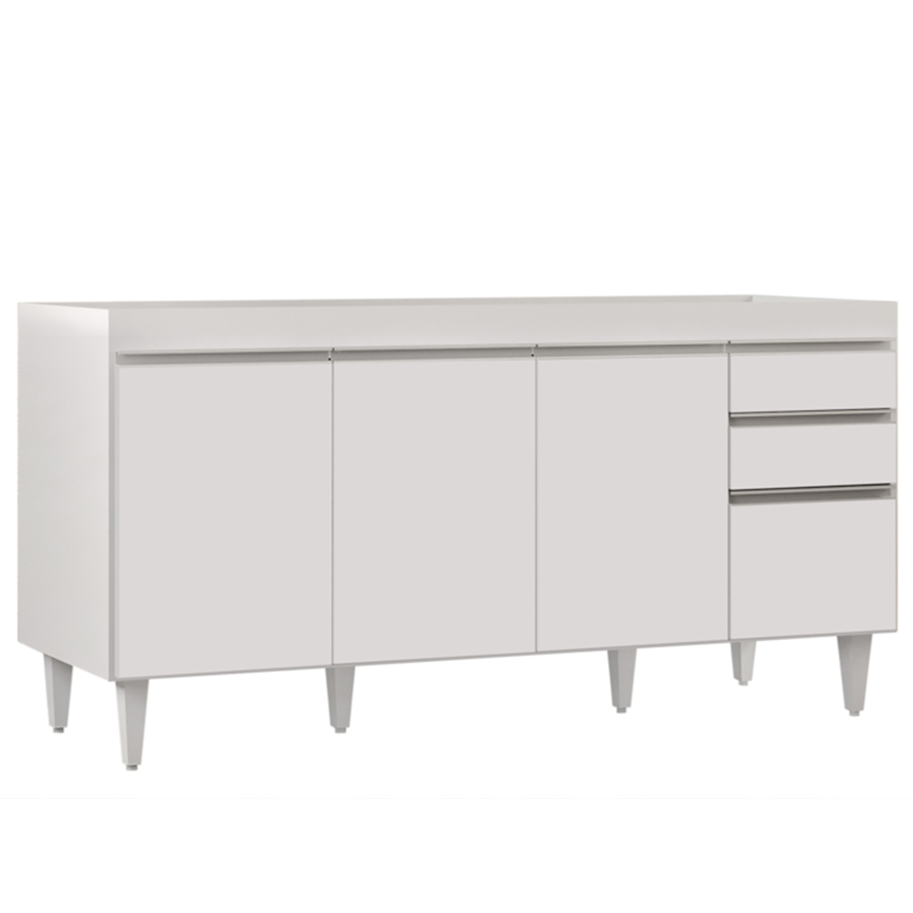 Balcão Gabinete 160cm Sem Tampo 4 Portas 2 Gavetas Arkansas Branco - Lumil Móveis