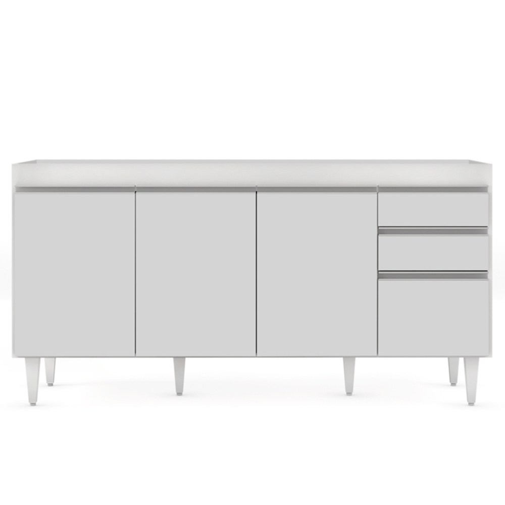 Balcão Gabinete 160cm Sem Tampo 4 Portas 2 Gavetas Arkansas Branco - Lumil Móveis
