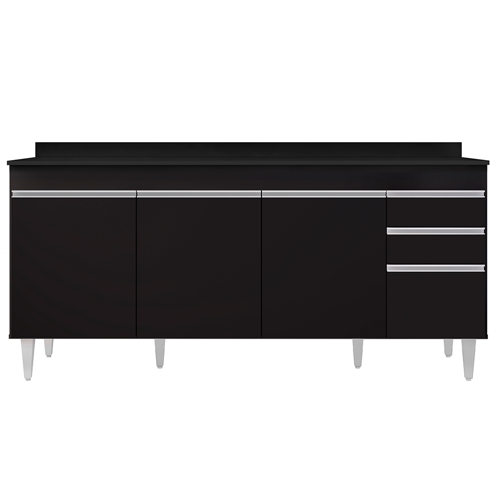 Balcão Gabinete 180cm com Tampo Dallas Preto - Lumil