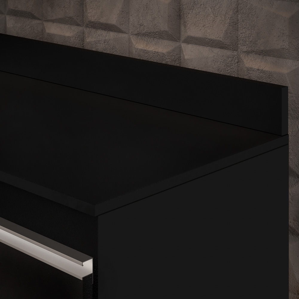 Balcão Gabinete 180cm com Tampo Dallas Preto/Cinza - Lumil