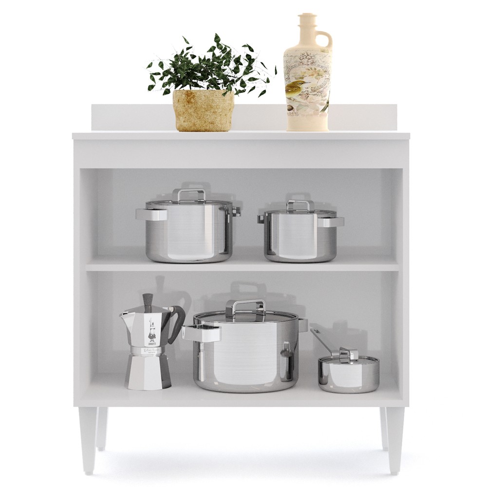Balcão Gabinete 80cm 2 Portas Hawai Branco - Lumil Móveis