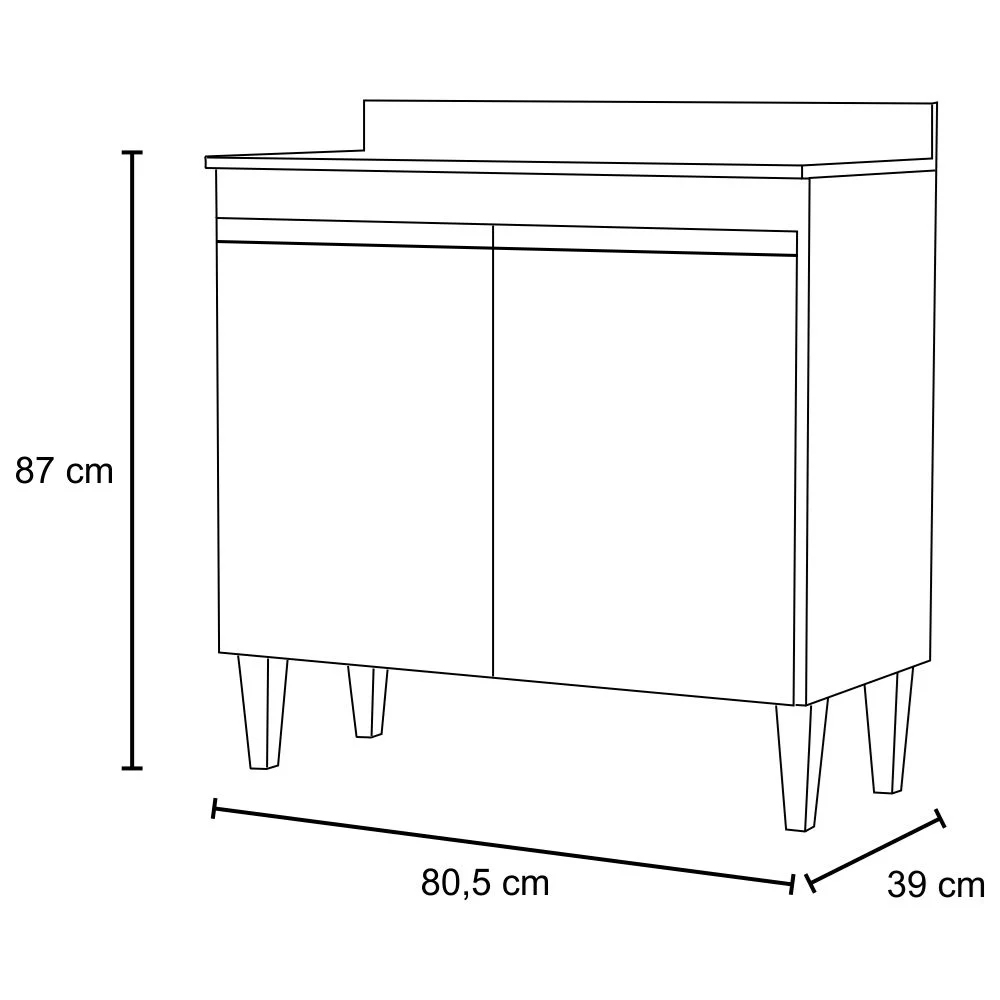 Balcão Gabinete 80cm 2 Portas Hawai Branco - Lumil Móveis