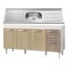Balcão Gabinete Áustria e Pia Inox 160cm 4 Portas Branco/Carvalho/Castanho - Lumil Móveis