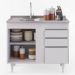 Balcão Gabinete Com Pia Inox 100cm 2 Portas 2 Gavetas Luziania Branco - Lumil Móveis